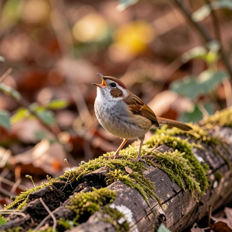 Carolina Wren with rusty brown back and white eyebrow stripe perched low on a branch
